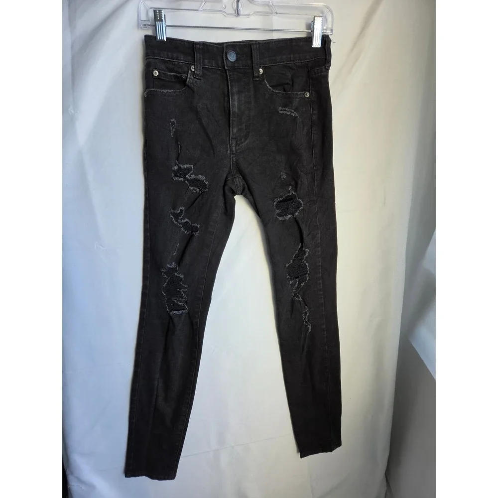 Aeropostale High Rise Jegging Jeans Womens  Long Black Dark Slim High Skinny